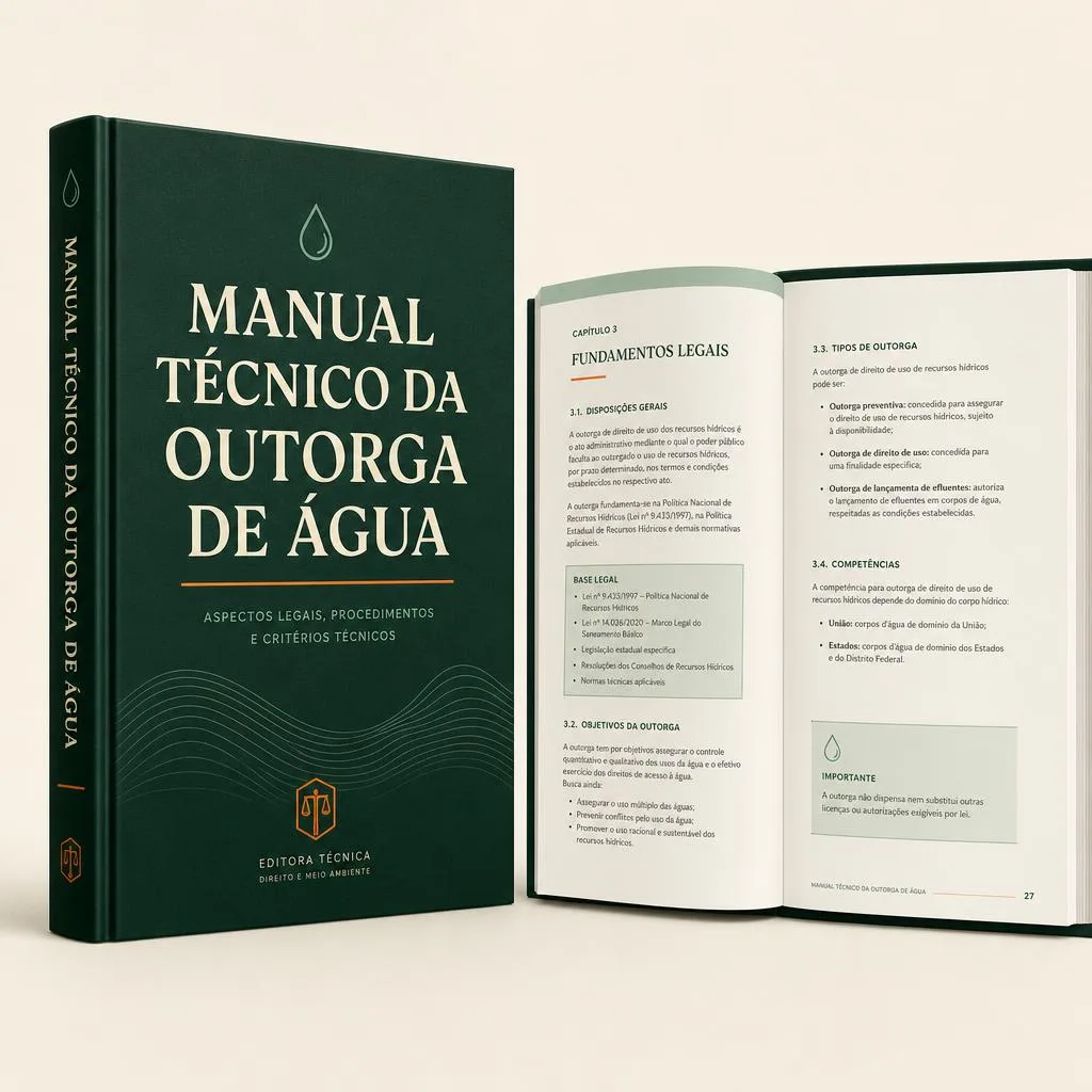 Mockup do Manual Técnico da Outorga de Água, capa e páginas internas